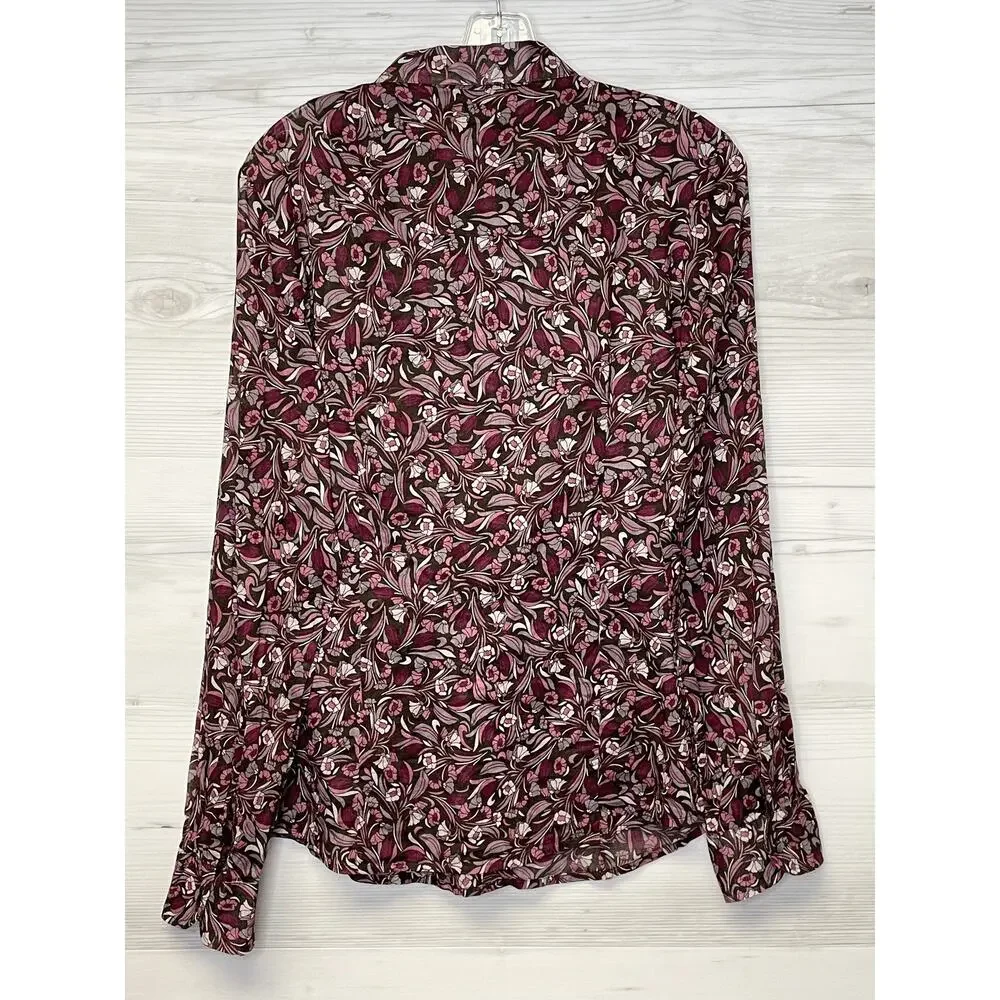 Vintage Banana Republic Shirt Womens Large Floral Sheer Button Up Fall 2007 - Picture 10 of 10